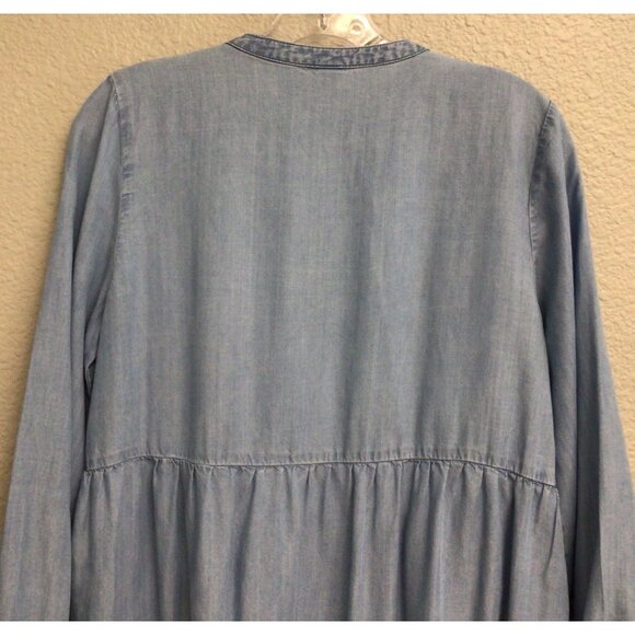 Old Navy Pintuck Chambray Tunic Dress Sz Small Knee Length - Picture 4 of 11